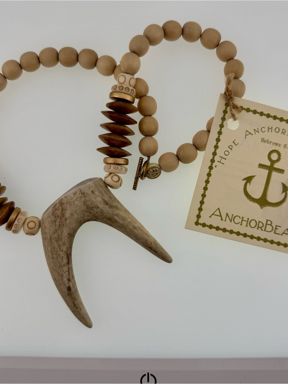 Natural Wood Antler Pendant Necklace